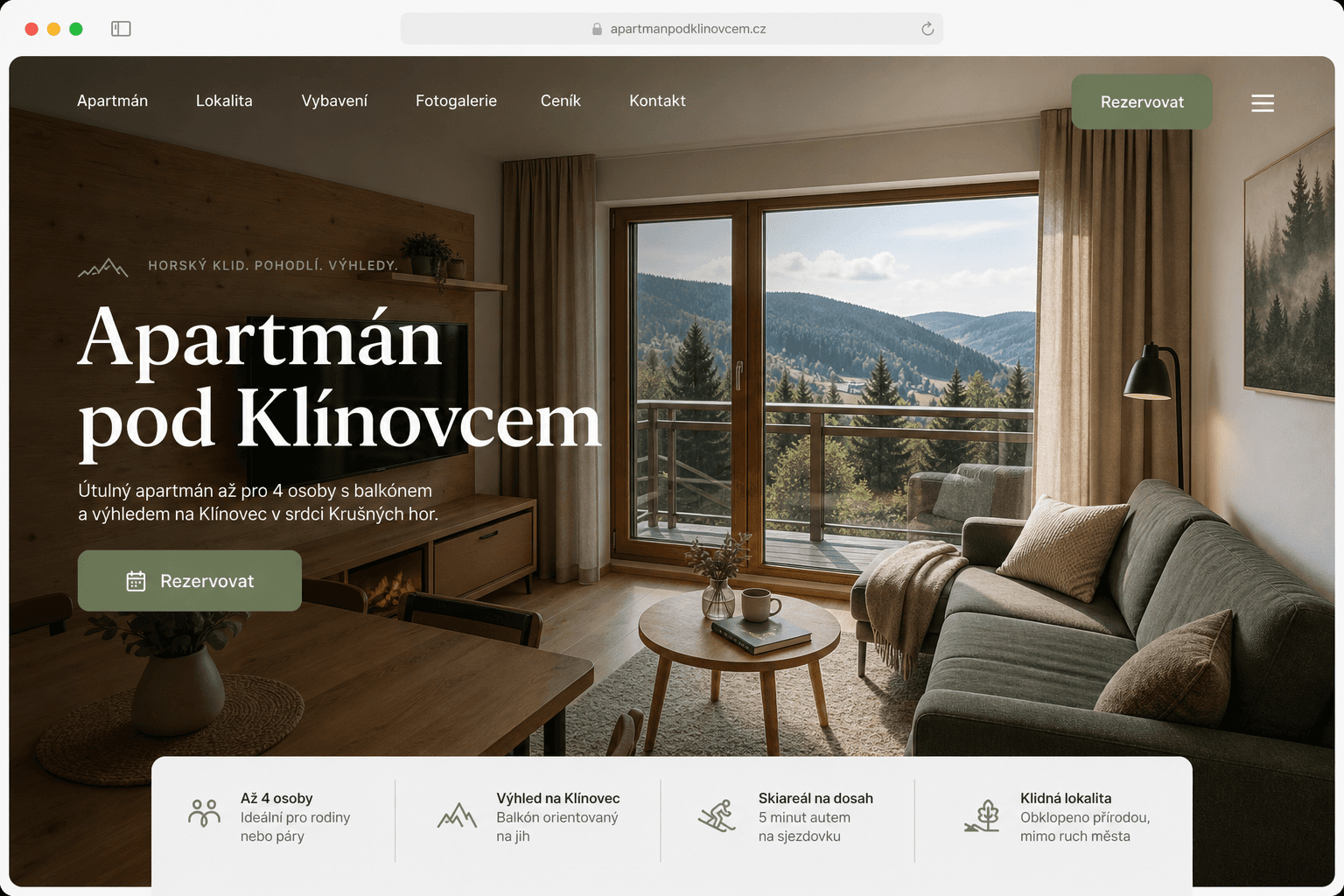Ukázka homepage — Apartmán: Apartmán pod Klínovcem
